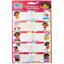 Dora the Explorer 3D School Book Name Labels 20 Pack