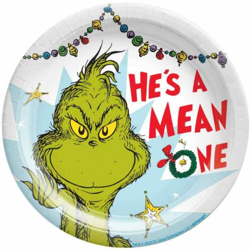 Dr Seuss Plates - 17cm - 8 Pack - the Grinch