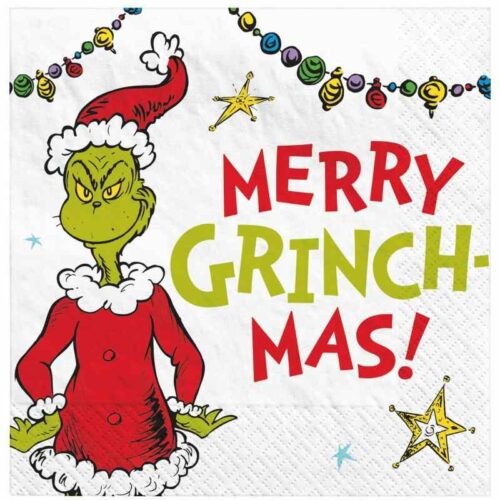 Dr Seuss the Grinch Napkins - Beverage - 16 Pack - Merry Grinch-Mas