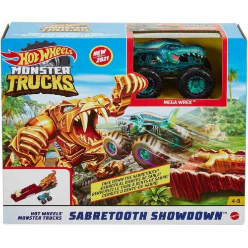Hot Wheels Monster Trucks 1.64 Playset - Sabretooth Showdown