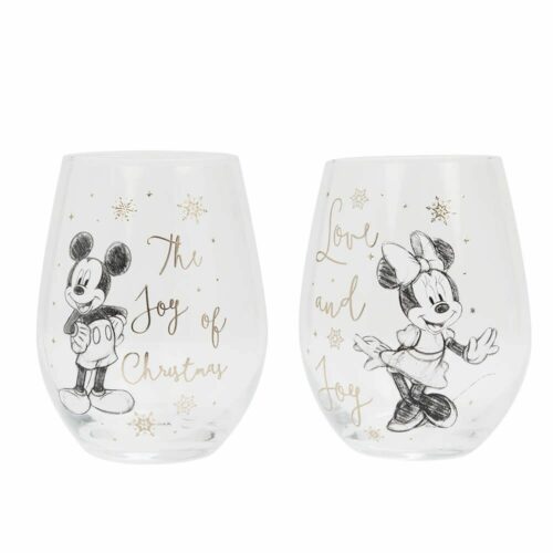 Mickey and Minnie Mouse Christmas Collectible Set Of 2 Glasses