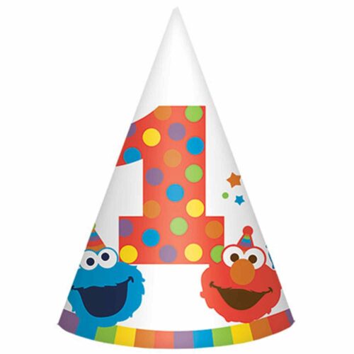 Sesame Street Paper Cone Hats - 8 Pack - 1st Birthday