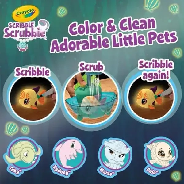 Crayola Scribble Scrubbie Glow Lagoon Bath Tub Playset Colour and Wash Pets 2 Crayola Scribble Scrubbie Glow Lagoon Bath Tub Playset Colour and Wash Pets - Image 2