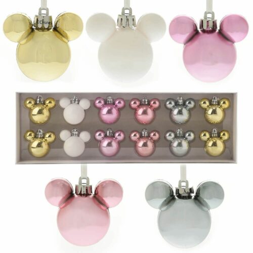 Mickey Mouse Christmas Baubles - Mini - Set Of 12 - Blush
