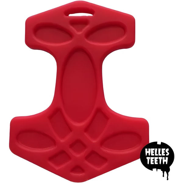 Helles Teeth Teether - Mjolnir / Thor's Hammer - Red 1 Helles Teeth Teether - Mjolnir / Thor's Hammer - Red