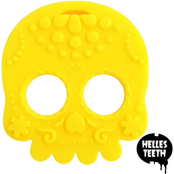 Helles Teeth Teether - Sugar Skull - Yellow 1 Helles Teeth Teether - Sugar Skull - Yellow