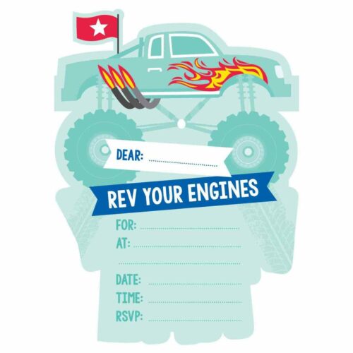 Monster Truck Invitations - 8 Pack - Image 2