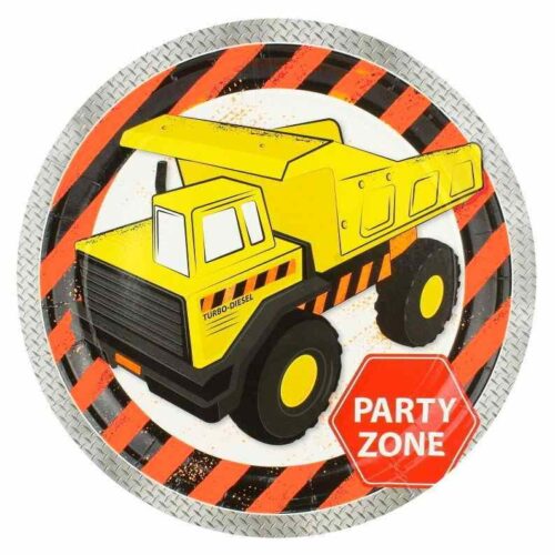 Construction Tableware - Paper Plates - 23cm - 8 Pack
