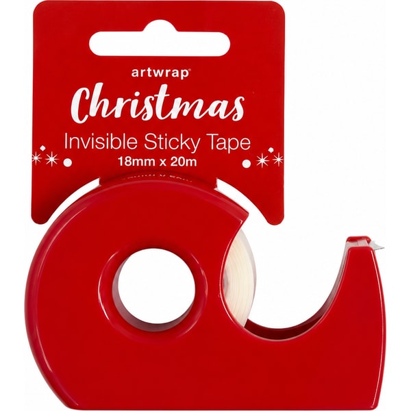 Artwrap Invisible Sticky Tape 20m Red Dispenser 1 Artwrap Invisible Sticky Tape 20m Red Dispenser