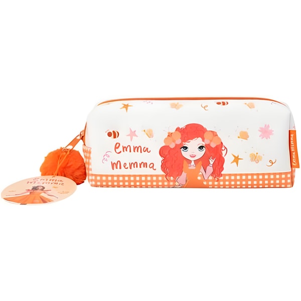 Emma Memma Pencil Case with Pom Pom – Double Sided PVC Zip Pencil Case 1 Emma Memma Pencil Case with Pom Pom – Double Sided PVC Zip Pencil Case