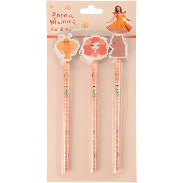 Emma Memma Pencil Set with Character Erasers 4 Pack 1 Emma Memma Pencil Set with Character Erasers 4 Pack