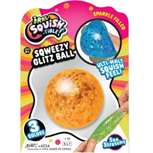 Irre-Squish-tible Ball - Sparkle Filled - Orange