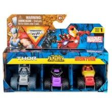 Monster Jam Mini - 3 Pack - Marvel Thor, Black Panther, Iron Man