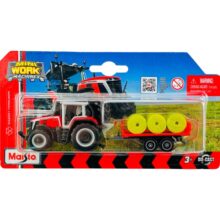 Maisto Mini Work Machines Tractor with Trailer Massey Ferguson 85.265 with Bale Trailer