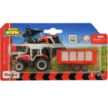 Maisto Mini Work Machine Tractor with Trailer - Massey Fergussen 8S.265 with Silage Trailer