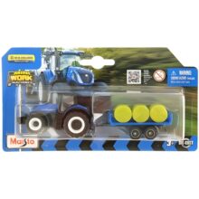 Maisto Mini Work Machines Tractor with Trailer New Holland T7.315 HD with Bale Trailer
