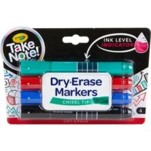 Crayola Whiteboard Markers Chisel Tip Assorted Colours 4 Pack