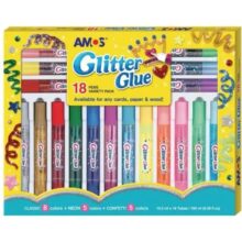 Amos Glitter Glue 18 Pack 10.5ml