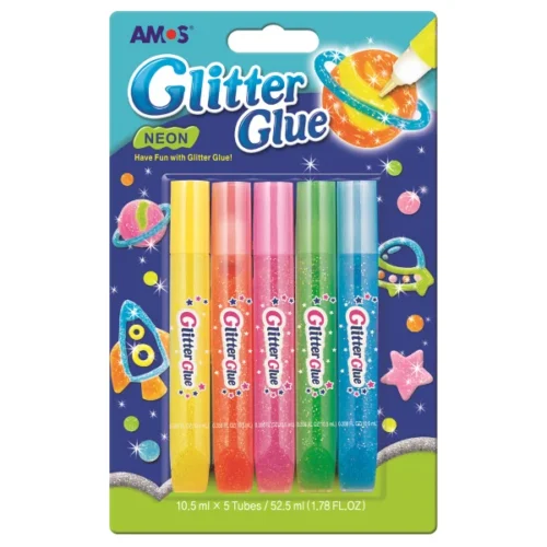 Amos Glitter Glue Pack - 5 Pack - Neon