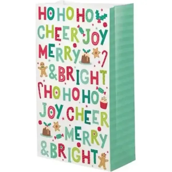 Artwrap Christmas Paper Treat Bags 6 Pack - Merry and Bright 1 Artwrap Christmas Paper Treat Bags 6 Pack - Merry and Bright