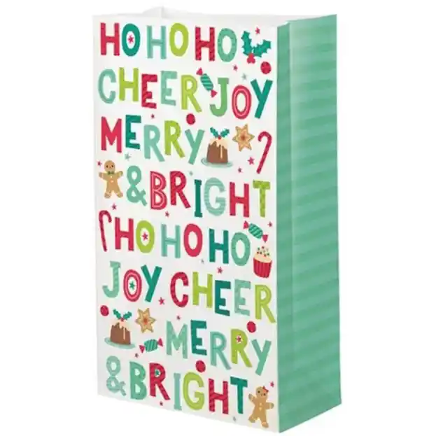 Artwrap Christmas Paper Treat Bags 6 Pack - Merry and Bright