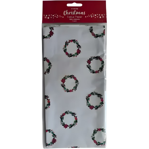 Artwrap Christmas Tissue Paper 3 Pack - Wreaths 1 Artwrap Christmas Tissue Paper 3 Pack - Wreaths