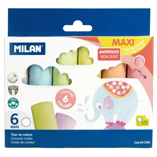 Milan Non Dust Maxi Chalk 6 Pack
