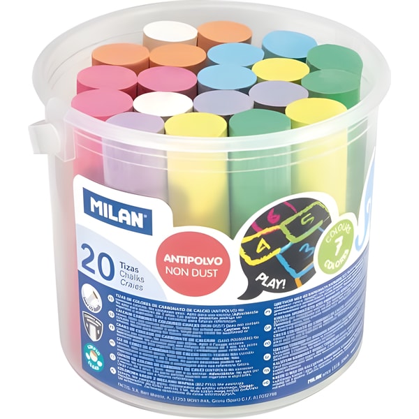 Milan Non Dust Maxi Chalk Bucket 20 Pack 1 Milan Non Dust Maxi Chalk Bucket 20 Pack