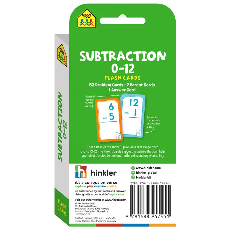 School Zone Flash Cards Maths - Subtraction 0-12 - Image 4