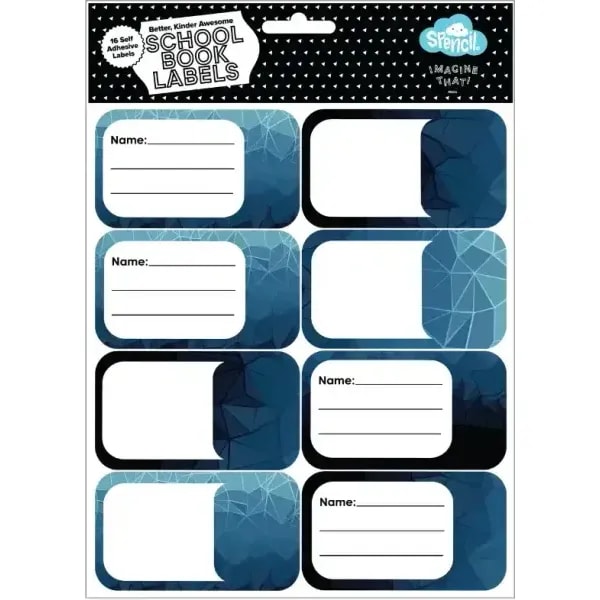 Spencil School Book Name Labels 16 Pack Fractal 1 Spencil School Book Name Labels 16 Pack Fractal