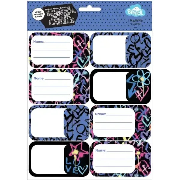 Spencil School Book Name Labels 16 Pack Hearts and Crosses 1 Spencil School Book Name Labels 16 Pack Hearts and Crosses