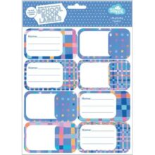Spencil School Book Name Labels 16 Pack Pastel Plaid