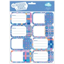 Spencil Book Labels 16 Pack - Pastel Plaid