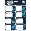 Spencil School Book Name Labels 16 Pack Robo Shark