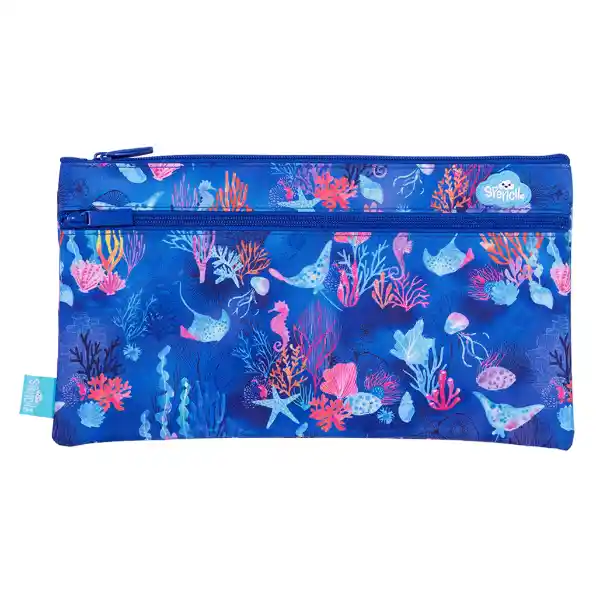 Spencil Pencil Case Twin Zip - Coral Garden