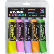 Chroma Kidz Washable Acrylic Paint 5 X 75ml Set - Fluoro