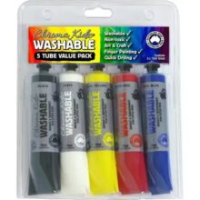 Chroma Kidz Washable Acrylic Paint 5 x 75ml Set – Primary Colours