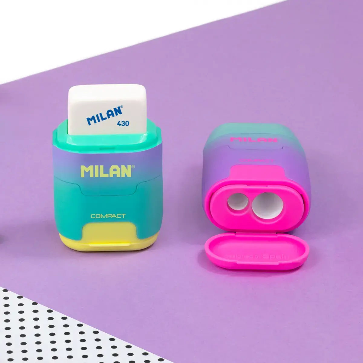 Milan Sunset Compact Sharpener and Eraser - Yellow - Image 3