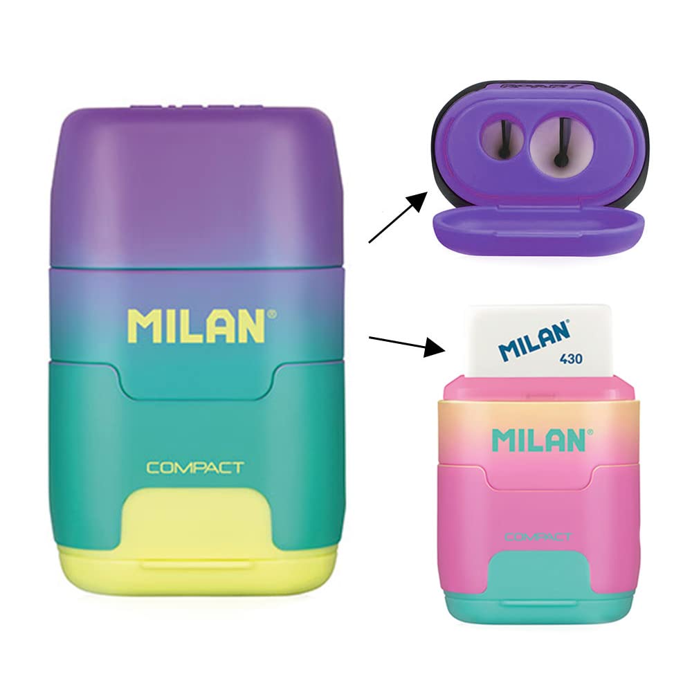 Milan Sunset Compact Sharpener and Eraser - Yellow - Image 2