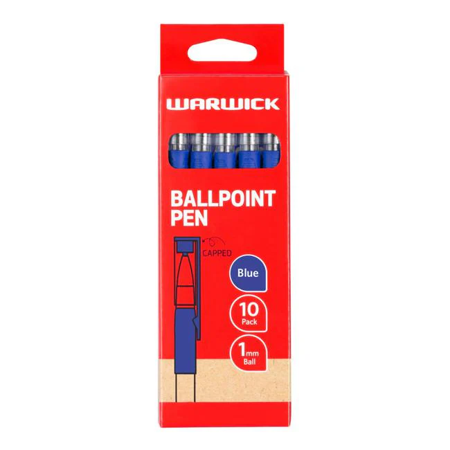Warwick Ballpoint Pen Capped 10 Pack Blue