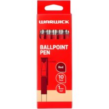 Warwick Ballpoint Pens Red Ink 1.0mm Capped 10 Pack