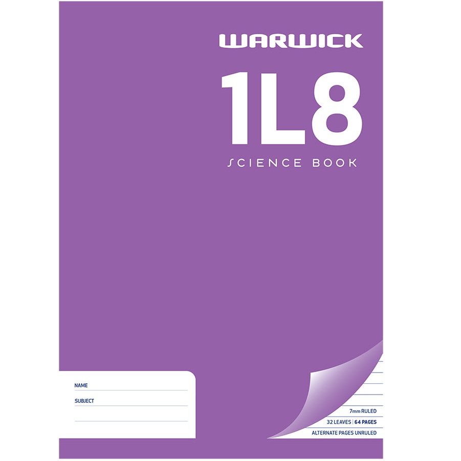 Warwick Exercise Book 1L8 36 Leaf Ruled 7mm Alternating Pages A4 255x205mm