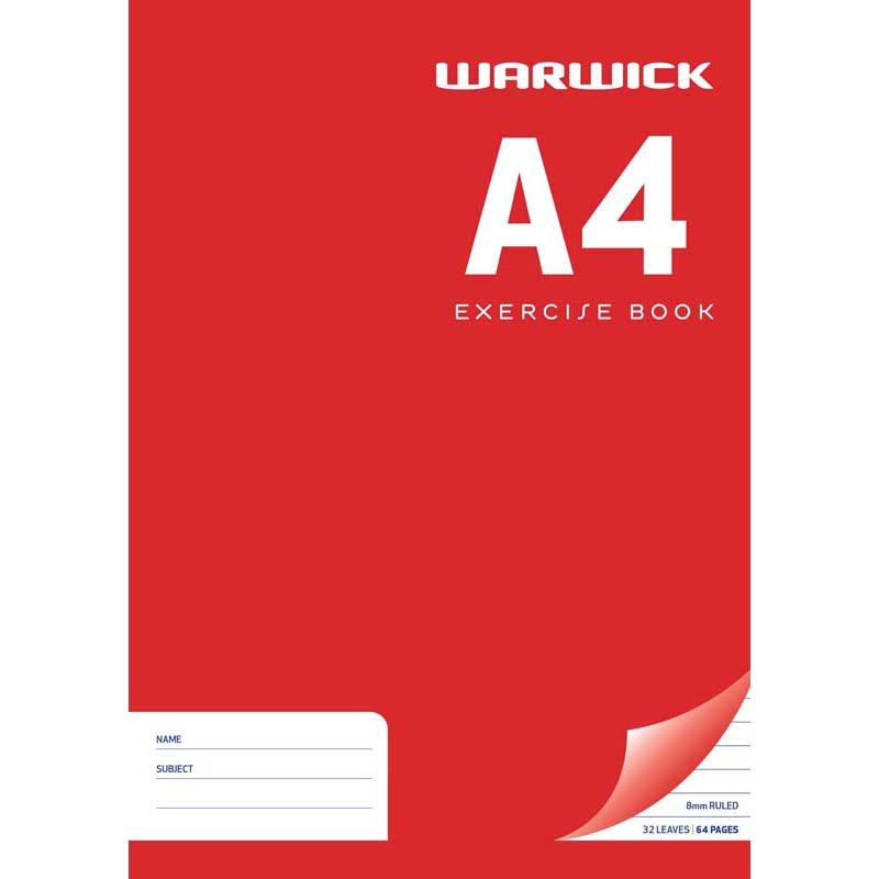 Warwick Exercise Book A4 32 Leaf Ruled 8mm 255x205mm