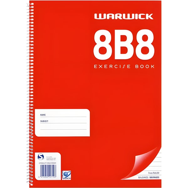Warwick Spiral Exercise Book 8B8 A4 50 Leaf Ruled 7mm 1 Warwick Spiral Exercise Book 8B8 A4 50 Leaf Ruled 7mm