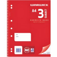 Warwick Spiral Exercise Book 3 Subject A4 150 Leaf Ruled 7mm