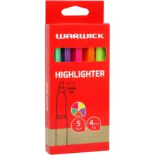 Warwick Highlighter Slimline Assorted Colours 5 Pack