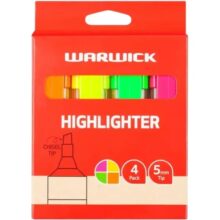 Warwick Highlighter Stubby Assorted Colours 4 Pack