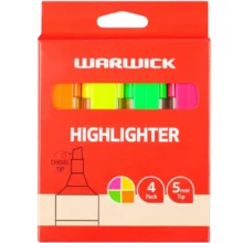 Warwick Highlighter Stubby 4 Pack