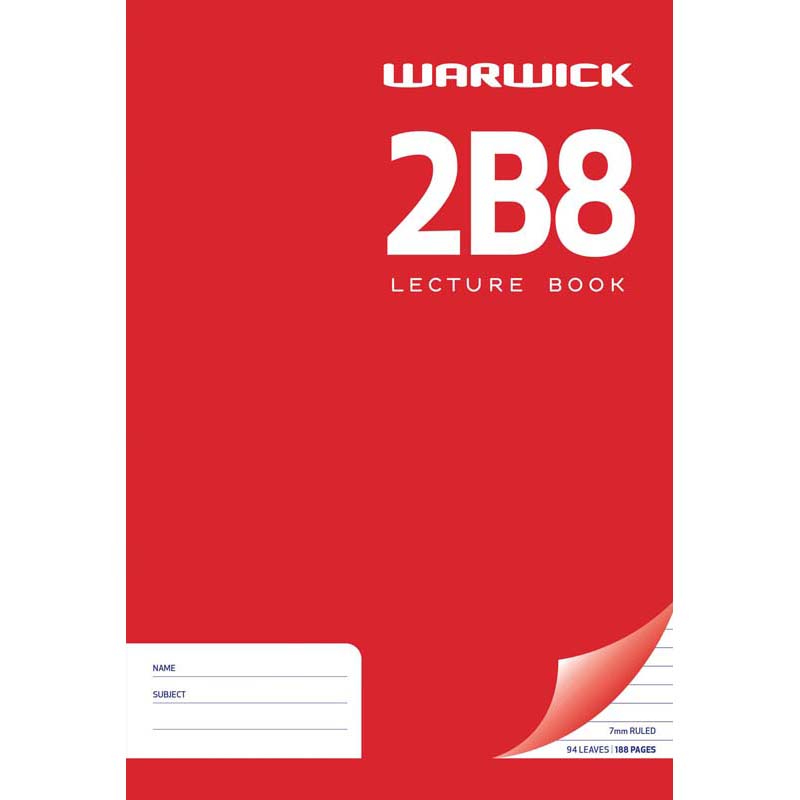 Warwick Lecture Book 2B8 94 Leaf A4 Ruled 7mm 255x205mm