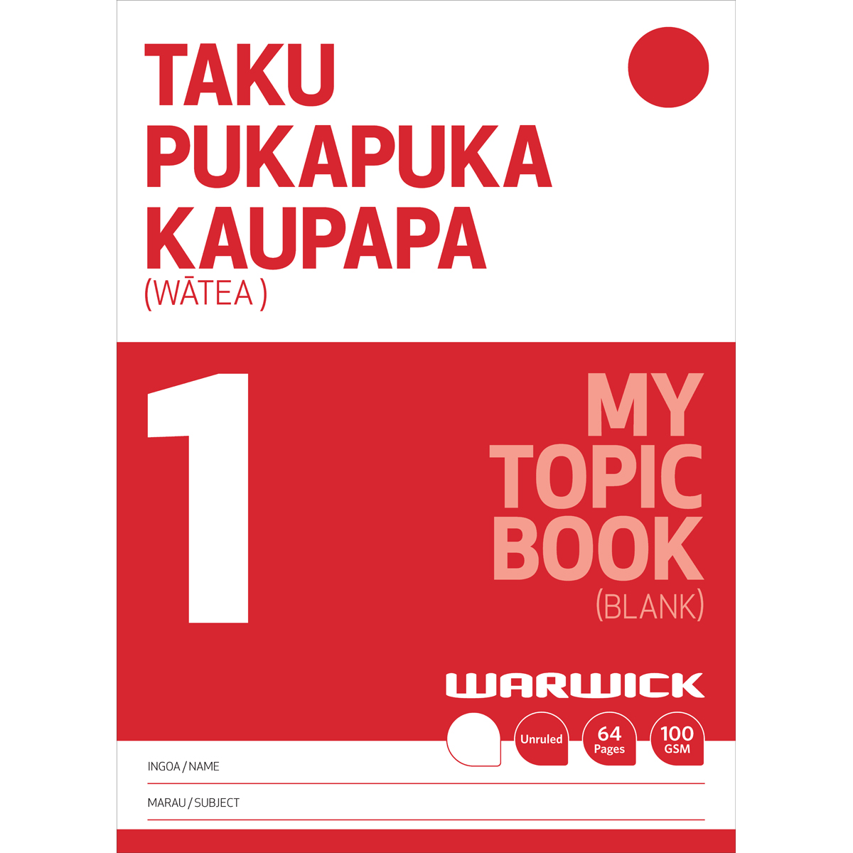 Warwick My Topic Book 1 Unruled 64 Page